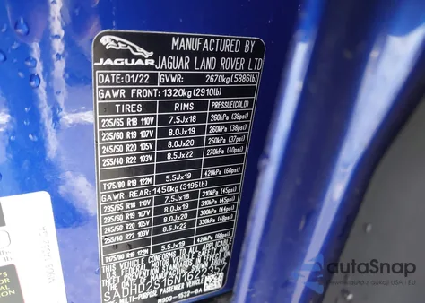 2022 Jaguar I-Pace Hse Ev400 Awd Automatic из США, поврежденный, VIN SADHD2S16N1622357